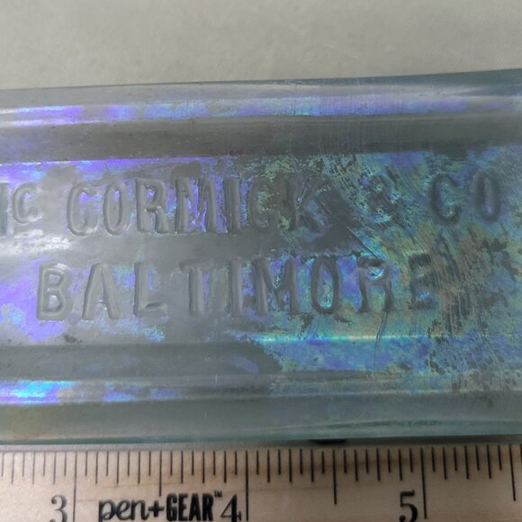 Vintage McCormick & Co rainbow iridescent glass medicine bottle - Picture 8 of 9